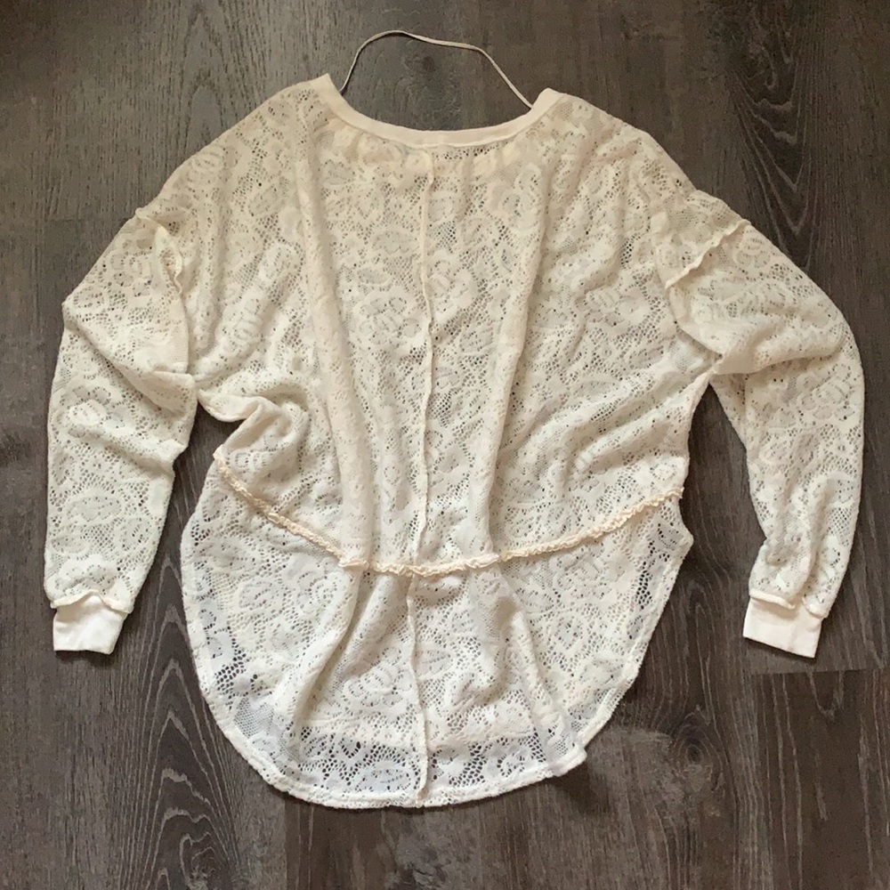 Free People - Lace Cream Blouses Top - Picture 6 of 8